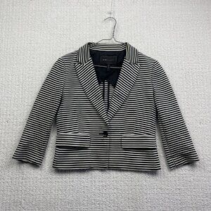 BCBG Maxazria Women Black / White Striped Blazer Jacket Size Small Preppy Glam
